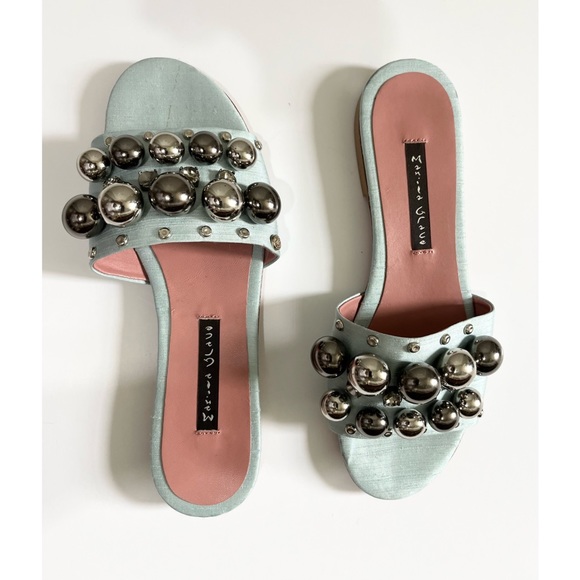 MANILA GRACE Azure Silk Slide Sandsls. - Picture 5 of 14